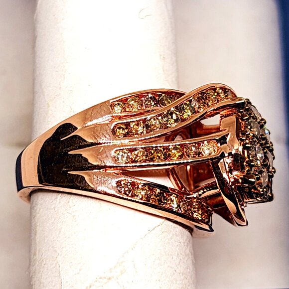 Natural Champagne Diamond ring in 14K RG vermeil over 925 Sterling sz 7 2.00tcw - Picture 5 of 6